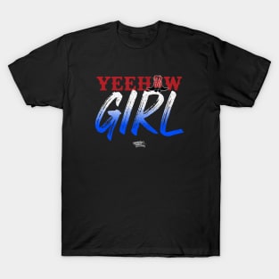 Yeehaw Girl in Red, White, and Blue USA colors T-Shirt